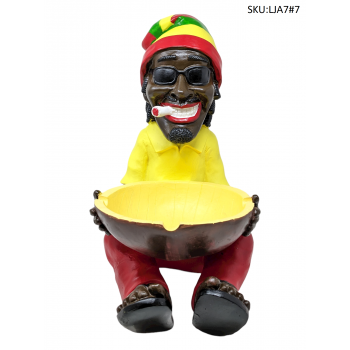 Large Jamaican Man Ashtray #7 [LJA7] A - PICKUP ONLY